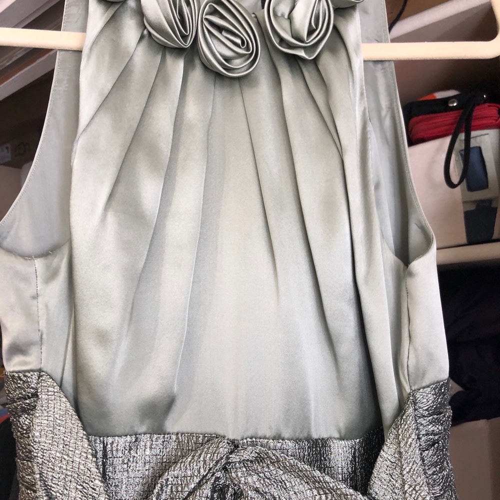 Adrianna Papell Sage Green Satin Dress Size 12